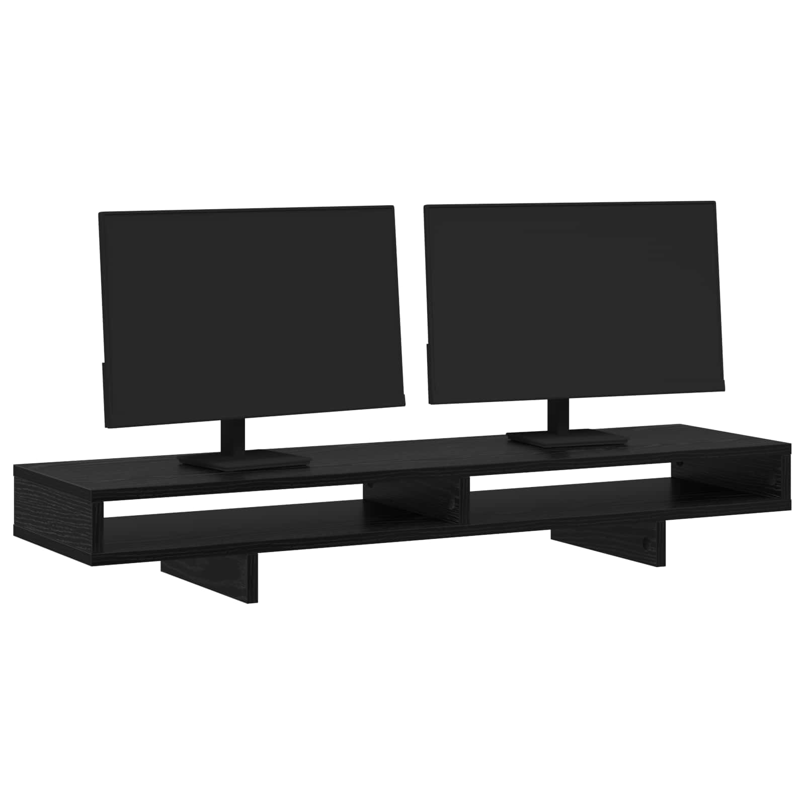 Monitor Stativ med hylde Sort 100 x 27 x 13 cm Konstrueret træ