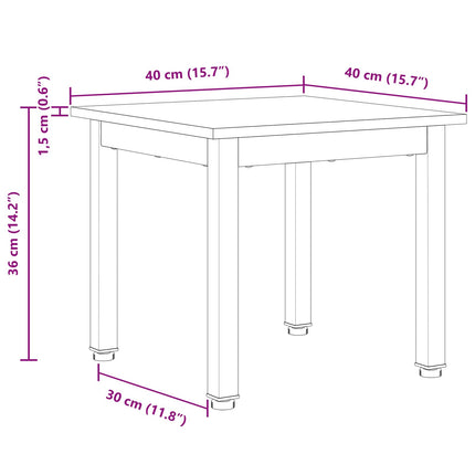 Sofabord Hvid 40 x 40 x 36 cm Massiv fyrretræ