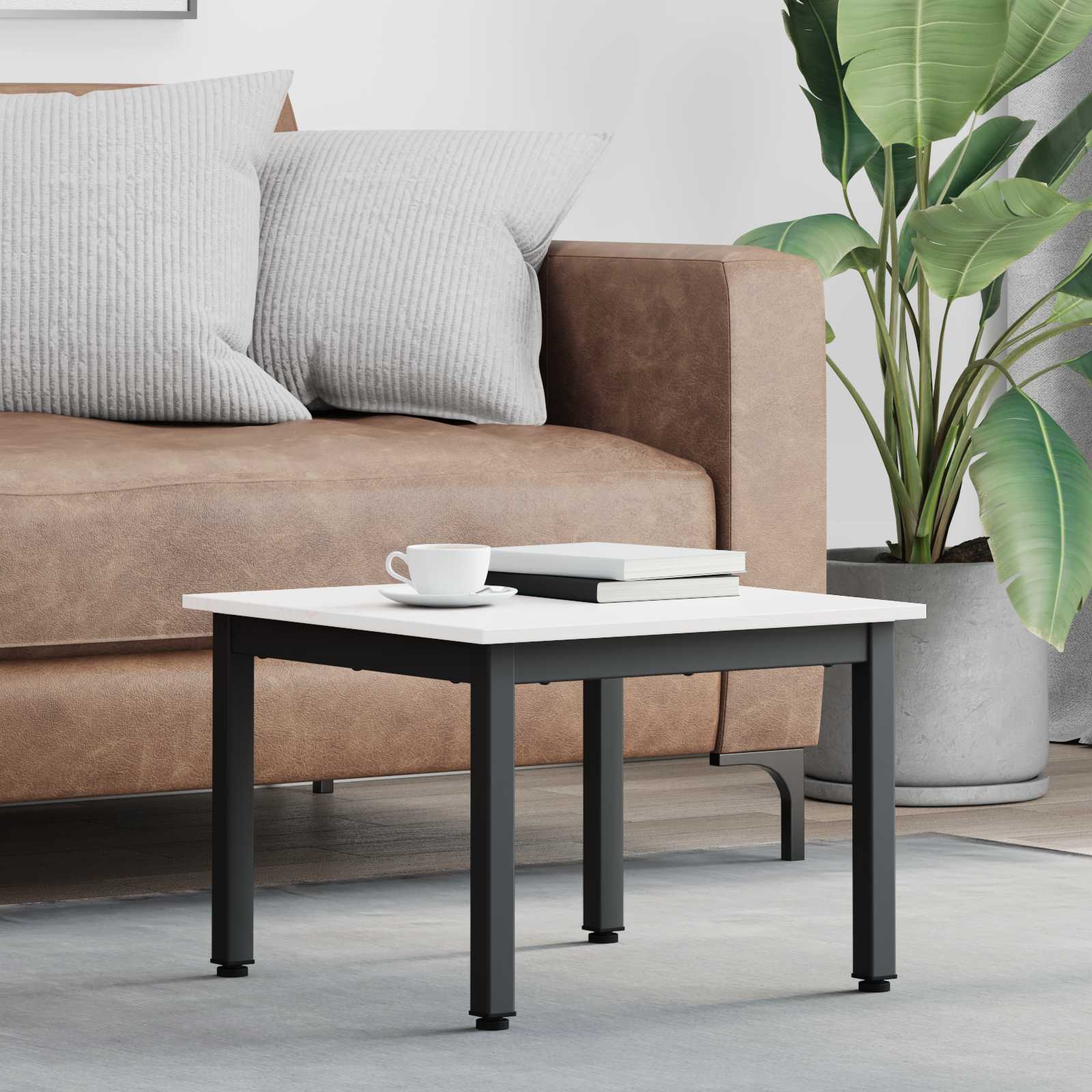 Sofabord Hvid 50 x 50 x 36 cm Massiv fyrretræ