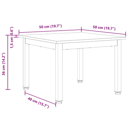 Sofabord Hvid 50 x 50 x 36 cm Massiv fyrretræ