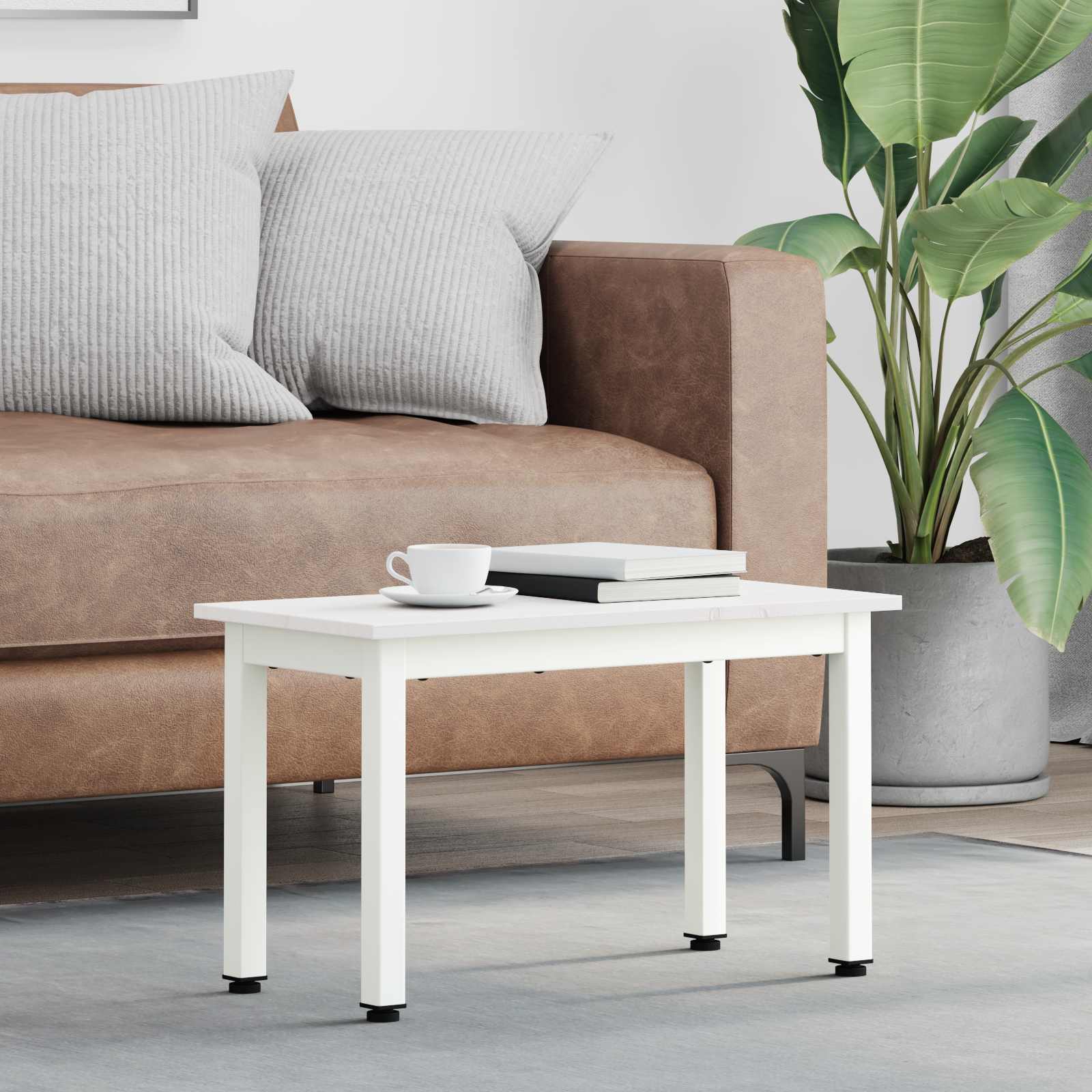 Sofabord Hvid 60 x 30 x 36 cm Massiv fyrretræ