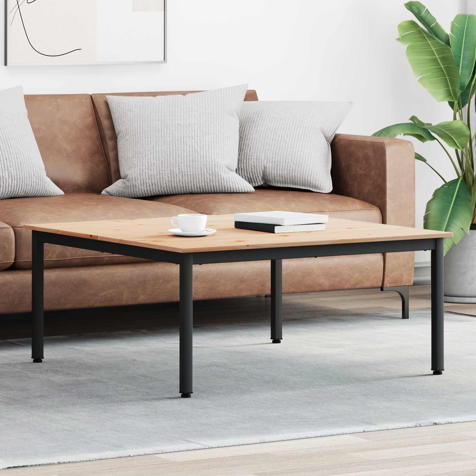 Sofabord Naturfarvet 100 x 100 x 45 cm Massiv fyrretræ