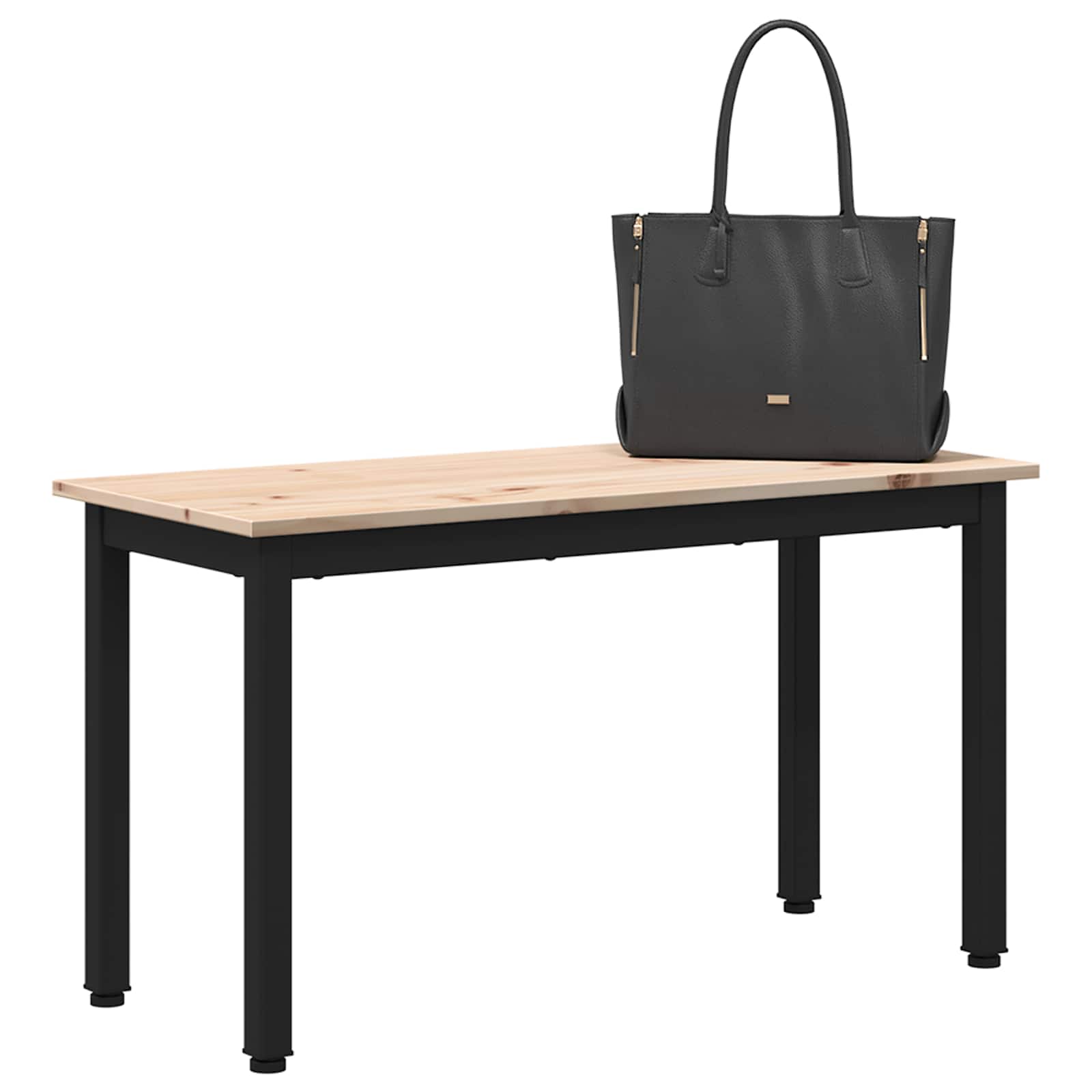 Bænk i massivt fyrretræ - natur, 80 × 35 × 45 cm med metalben