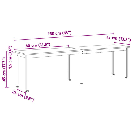 bænk Naturfarvet 160 x 35 x 45 cm Massiv fyrretræ