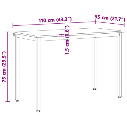 Spisebord Naturfarvet 110 x 55 x 75 cm Massiv fyrretræ