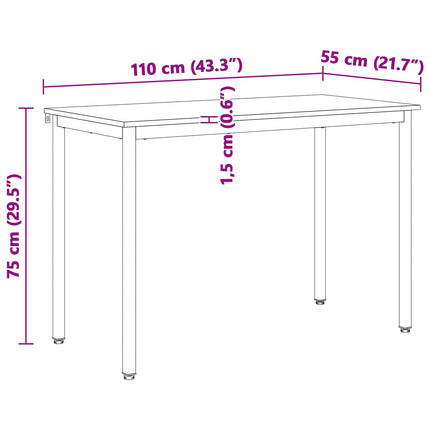 Spisebord Hvid 110 x 55 x 75 cm Massiv fyrretræ