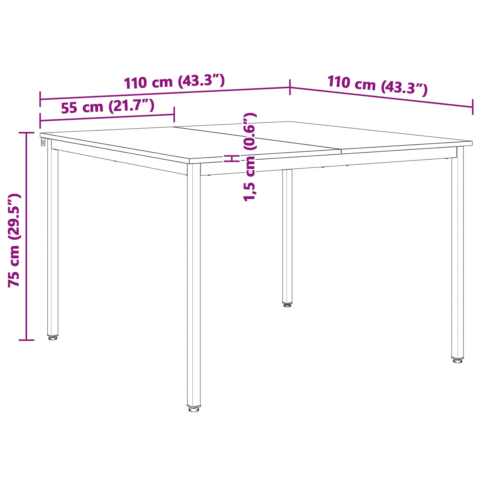 Spisebord Naturfarvet 110 x 110 x 75 cm Massiv fyrretræ