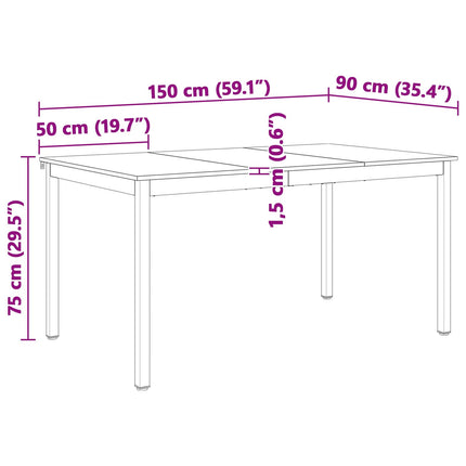 Spisebord Naturfarvet 150 x 90 x 75 cm Massiv fyrretræ