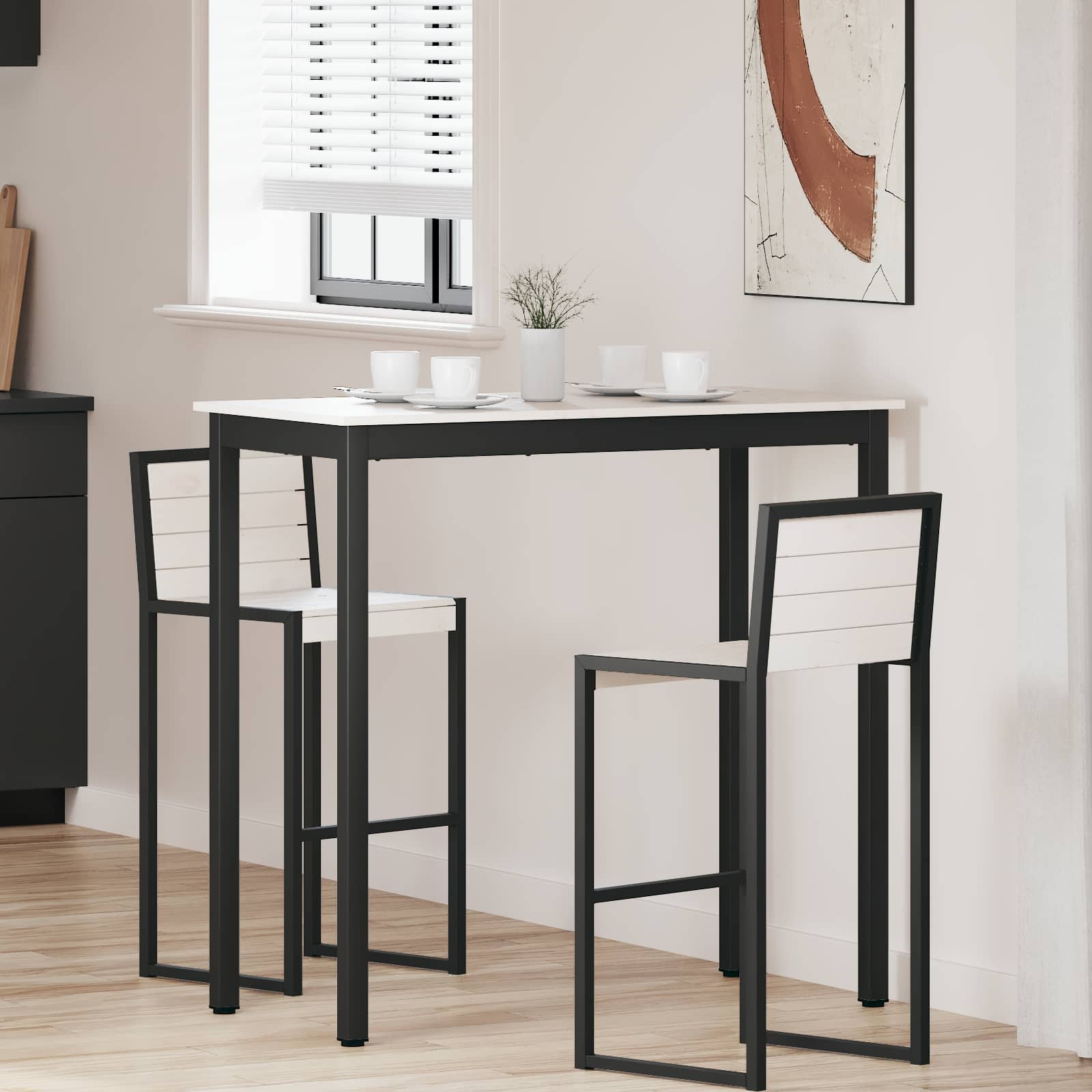 Barbord i hvid massivt fyrretræ - 110 × 55 × 105 cm