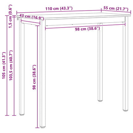 Barbord Hvid 110 x 55 x 105 cm Massiv fyrretræ