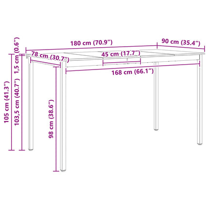 Barbord Naturfarvet 180 x 90 x 105 cm Massiv fyrretræ