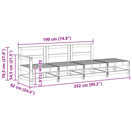 Sektionel sofa enheder VoksBrun 252 x 62 x 70,5 cm