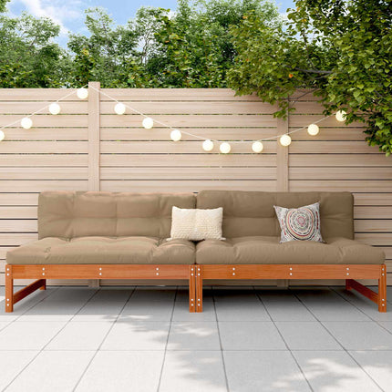 Have Mellem Sofa Massivt fyrretræ VoksBrun 240 x 84 x 70 cm