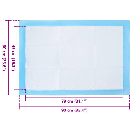 Non-vævet stof pet træningspude 50 pcs Blå og Hvid 90 x 60 cm