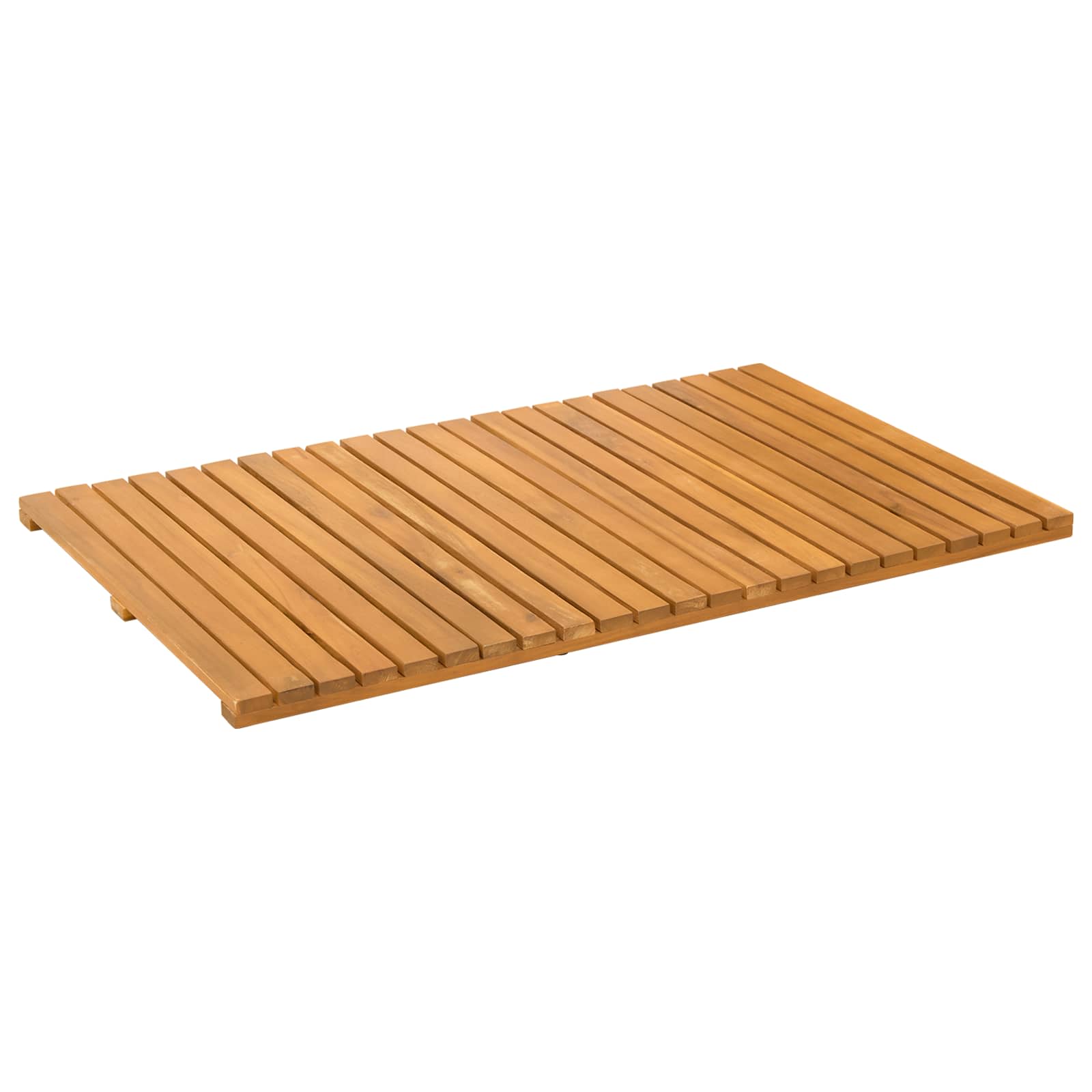 Bademåtte Ensfarvet Brun 80 x 50 cm Massivt Akacietræ billede