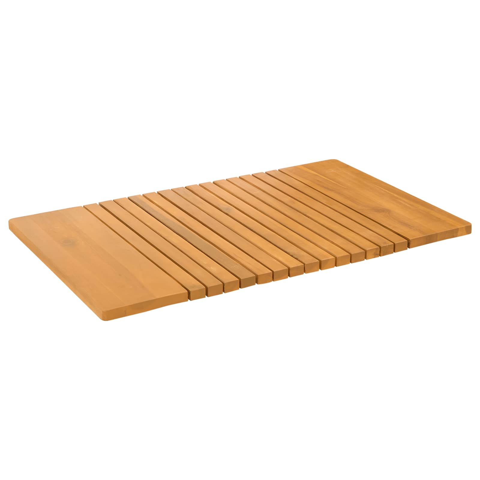 Bademåtte Ensfarvet Brun 81 x 50 cm Massivt Akacietræ billede