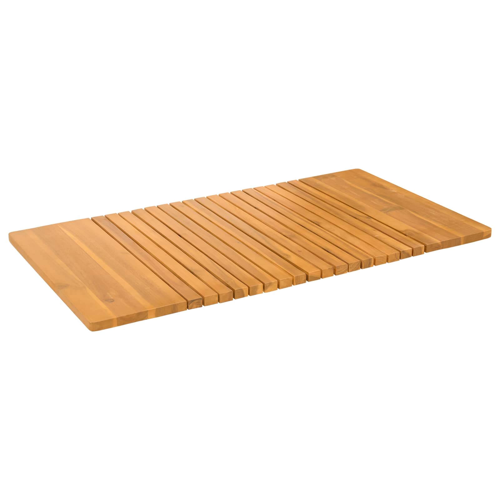 Bademåtte Ensfarvet Brun 100 x 55 cm Massivt Akacietræ billede