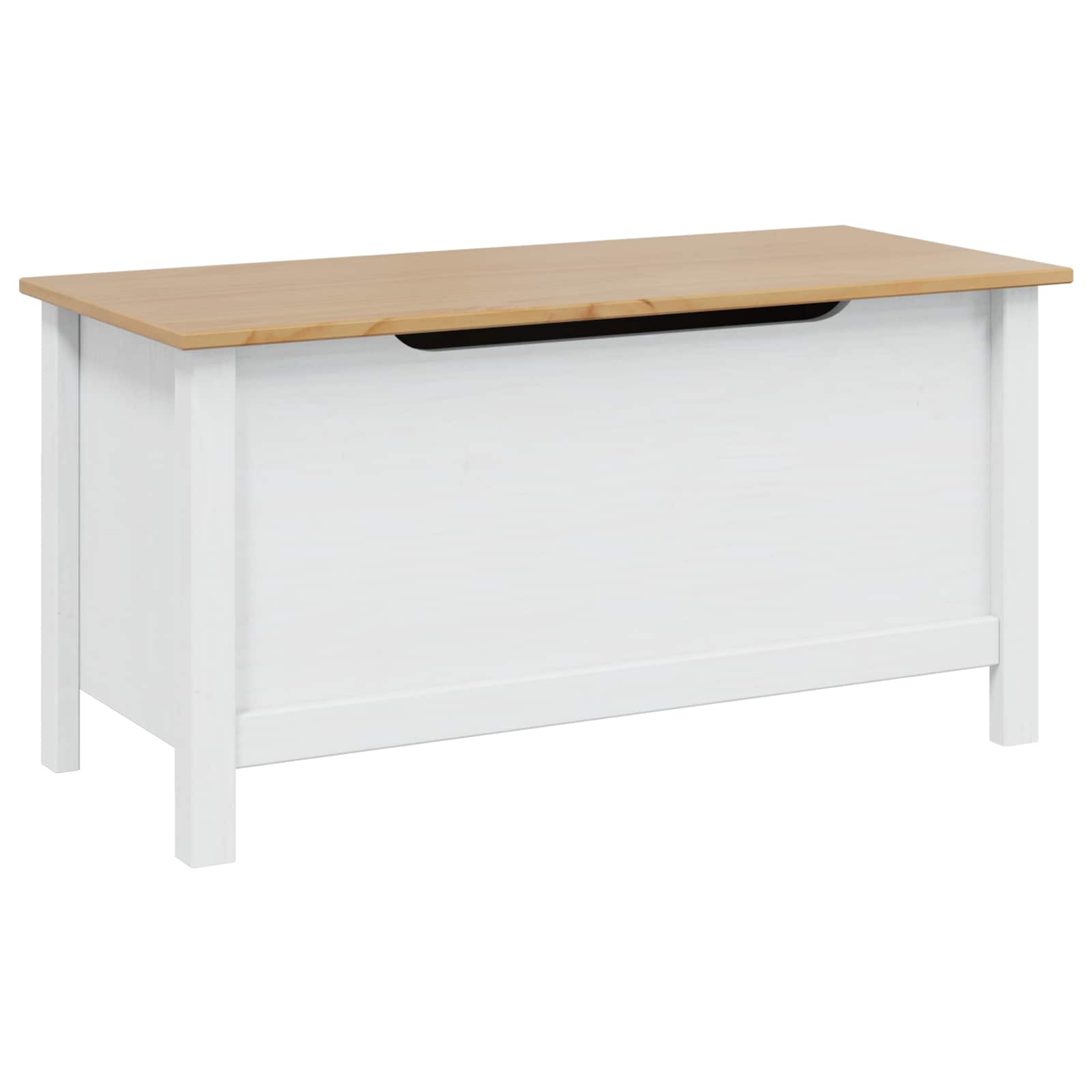 Opbevaringskasse HILL Hvid og honningbrun 90 x 40 x 45 cm