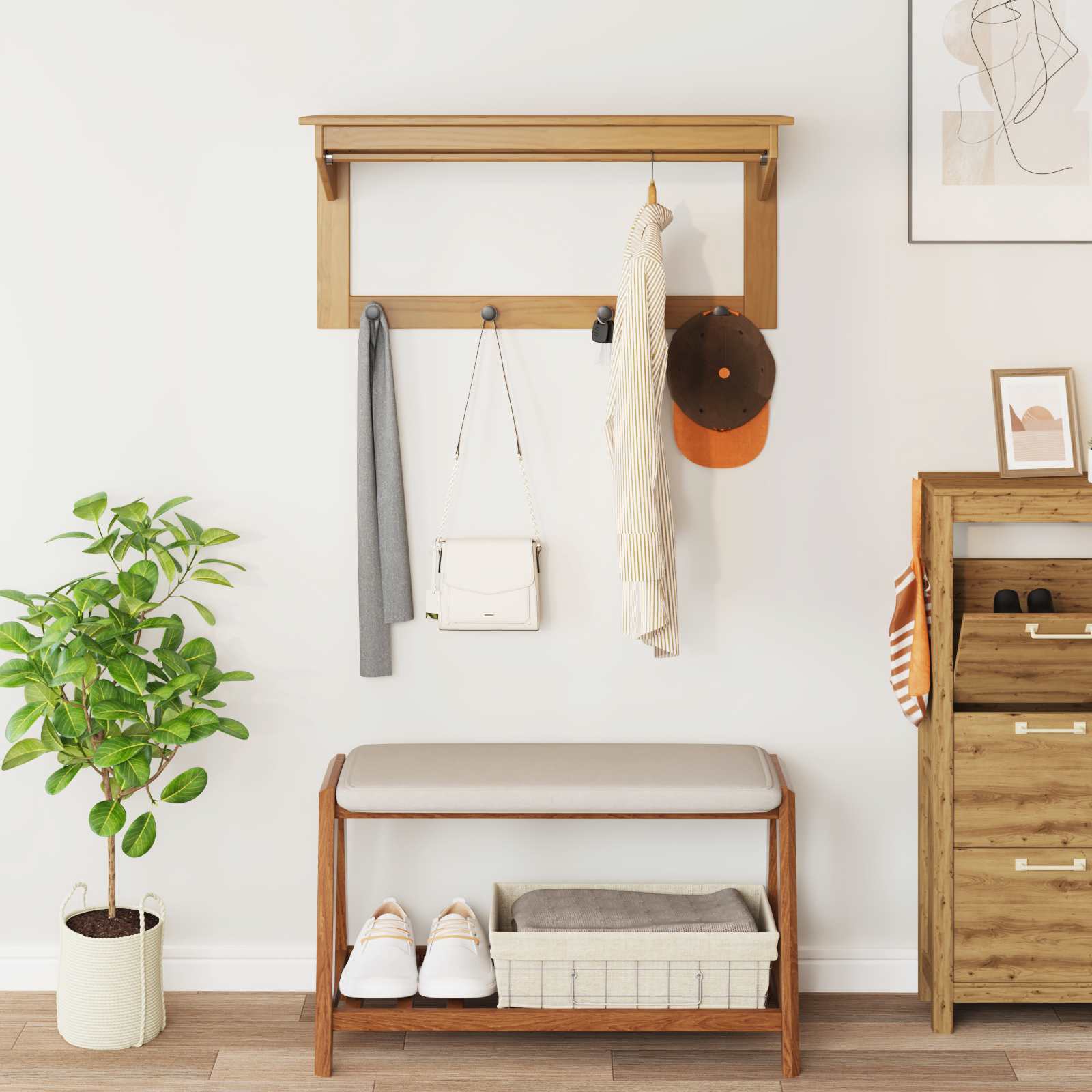 Jakkeholder HILL Honningbrun 90 x 35 x 41.5 cm Massivt fyrretræ
