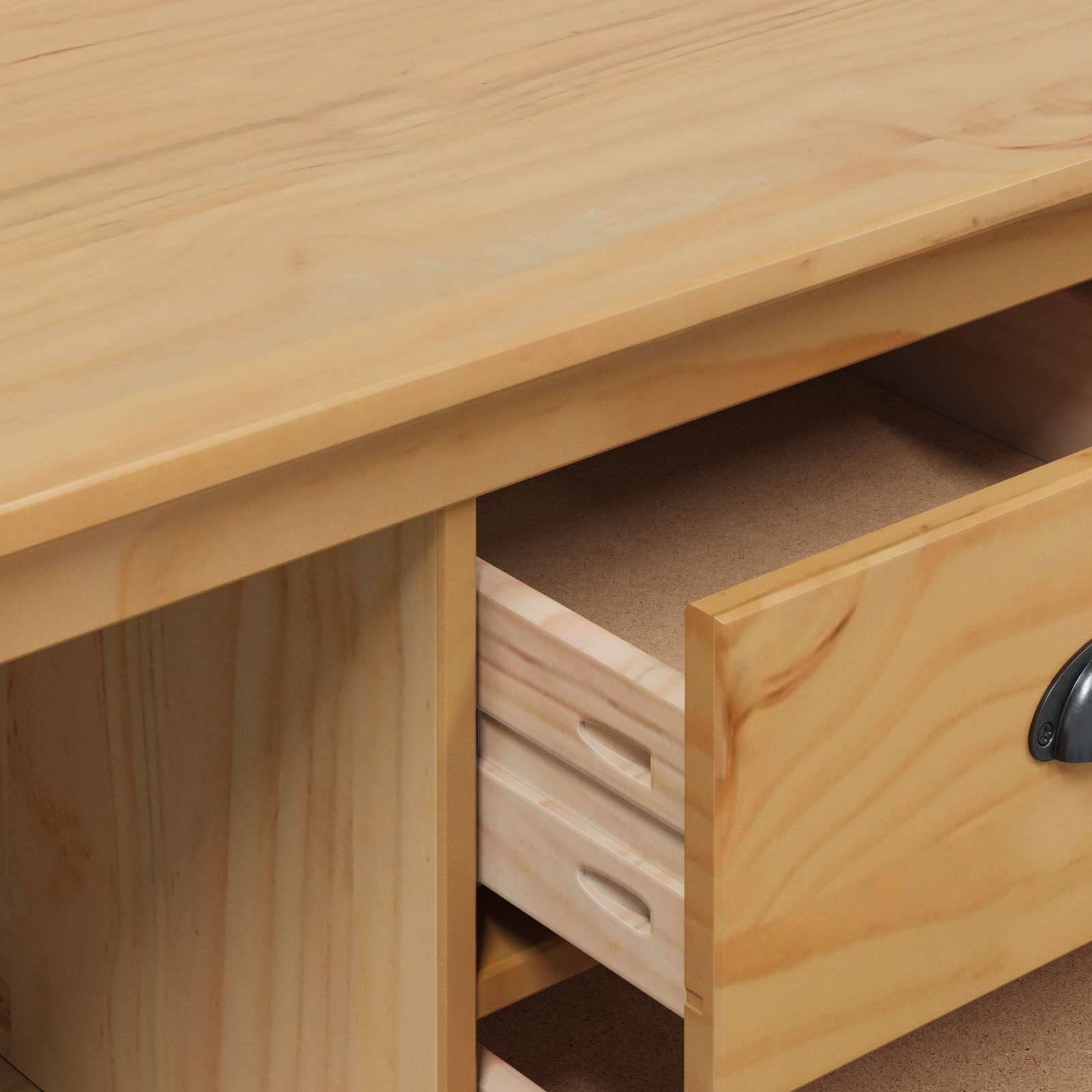 Sideboard HILL Honningbrun 154 x 40 x 80 cm Massivt fyrretræ