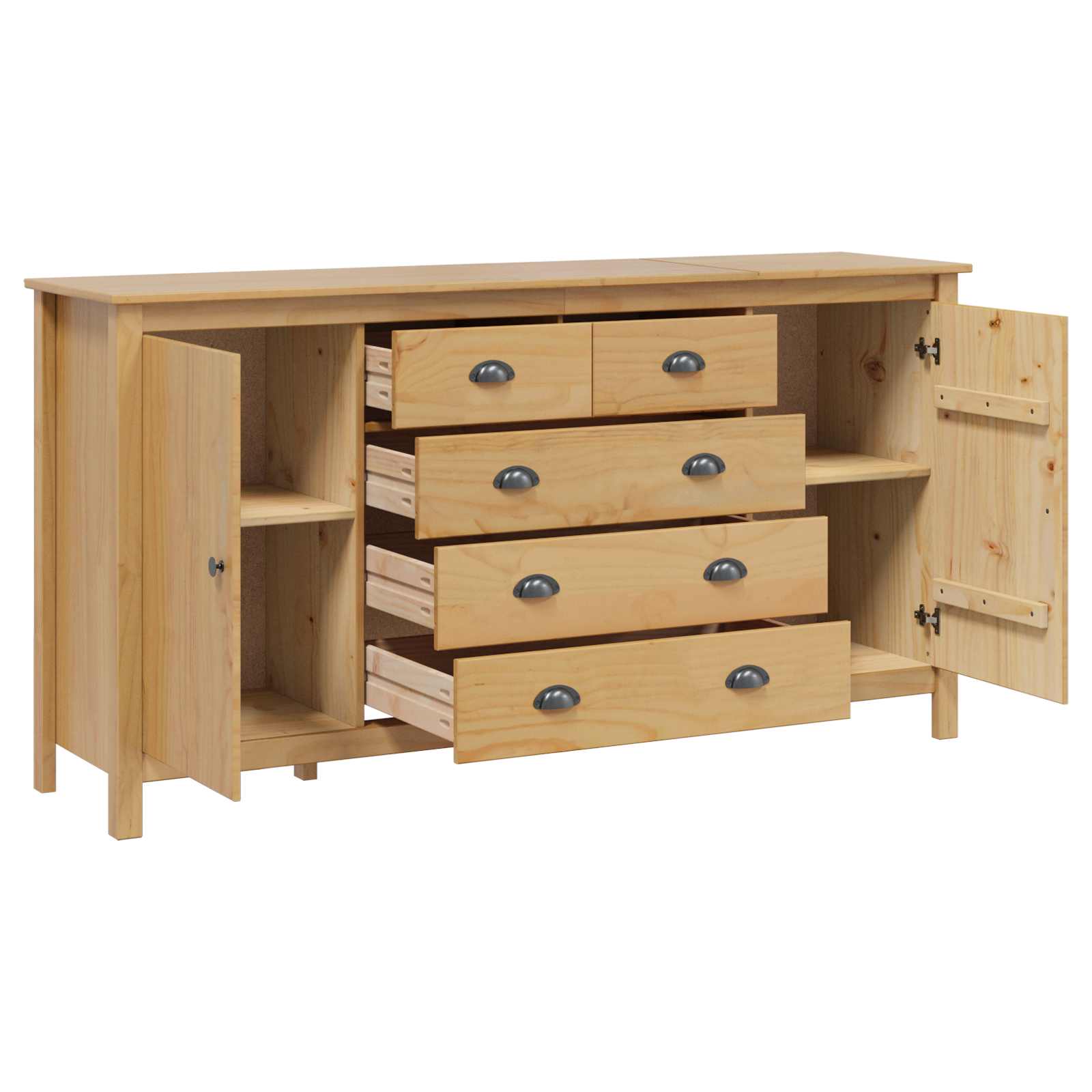 Sideboard HILL Honningbrun 154 x 40 x 80 cm Massivt fyrretræ