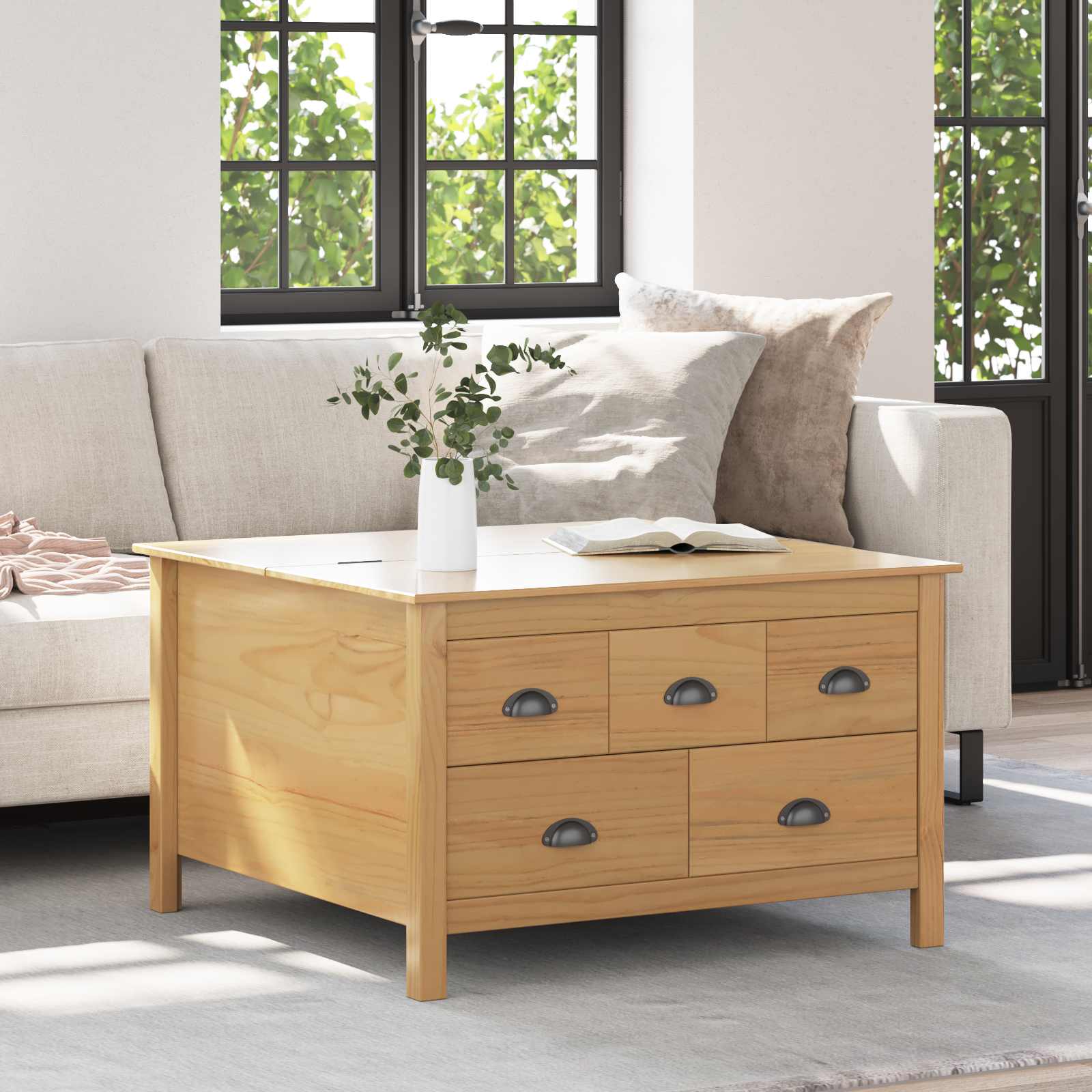 Sofabord HILL Honningbrun 79,5 x 79,5 x 49 cm Massivt fyrretræ