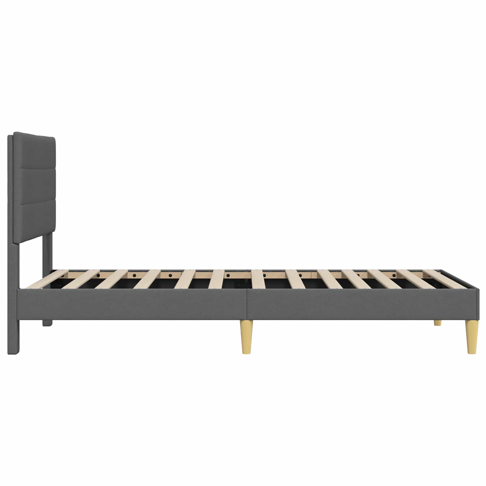 Sengestel med hovedgærde Mørkegrå 90 x 190 cm Stof