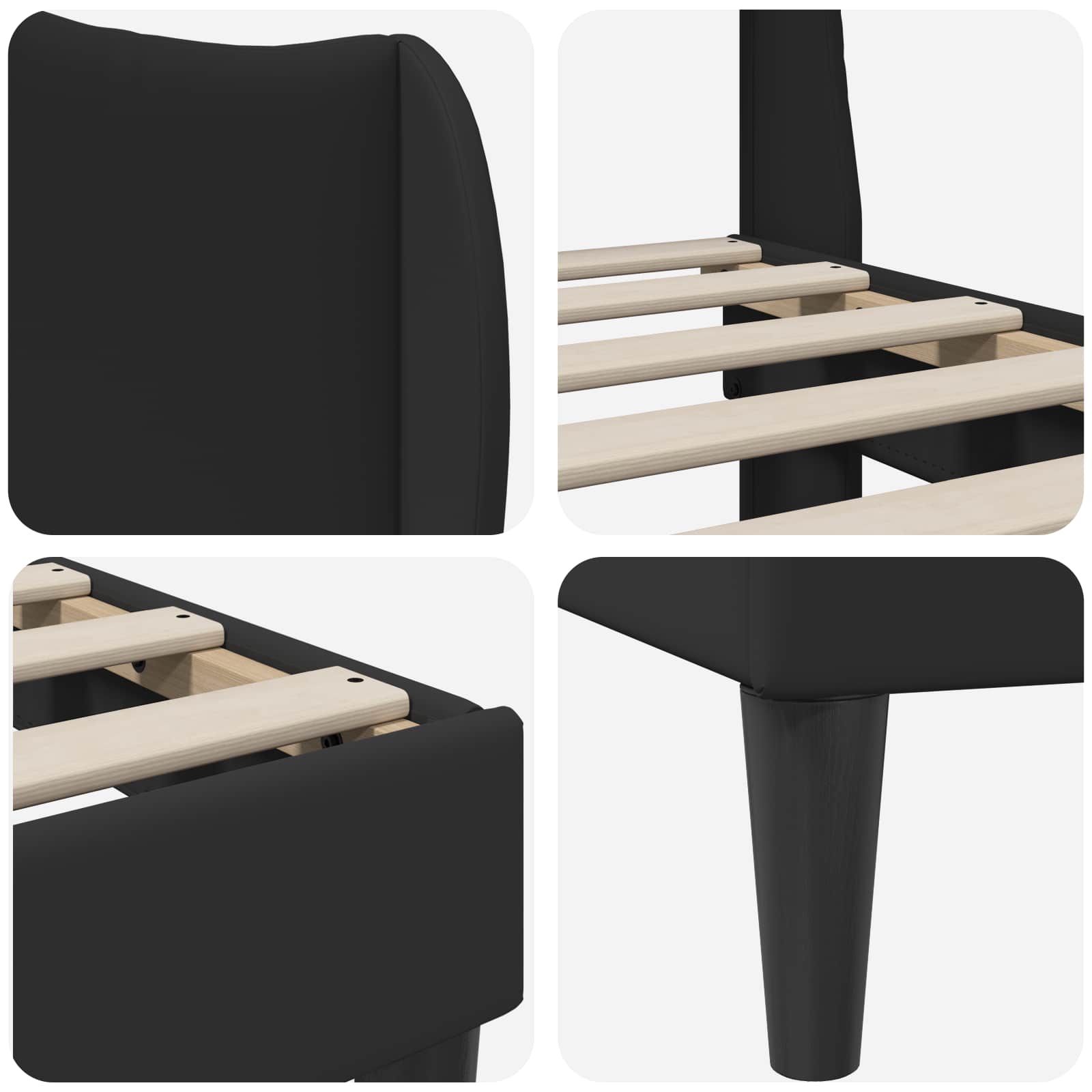 Sengestel med hovedgærde Sort 90 x 190 cm Kunstlæder