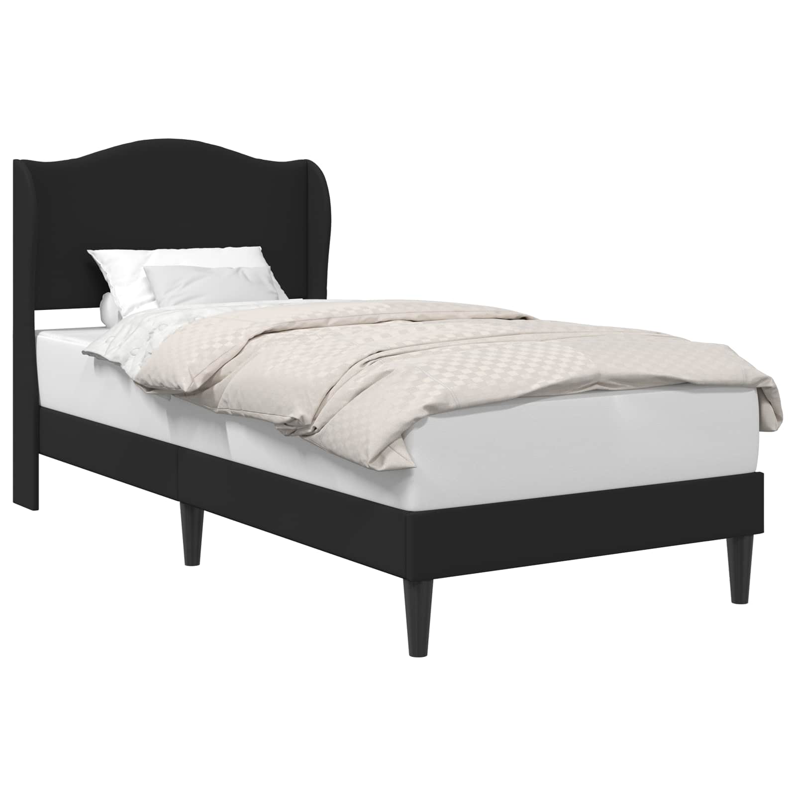 Sengestel med hovedgærde Sort 90 x 190 cm Kunstlæder