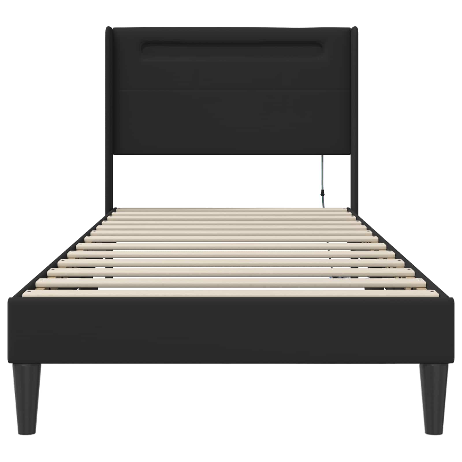 Sengestel med LED-lysstrimler Sort 90 x 190 cm Kunstlæder