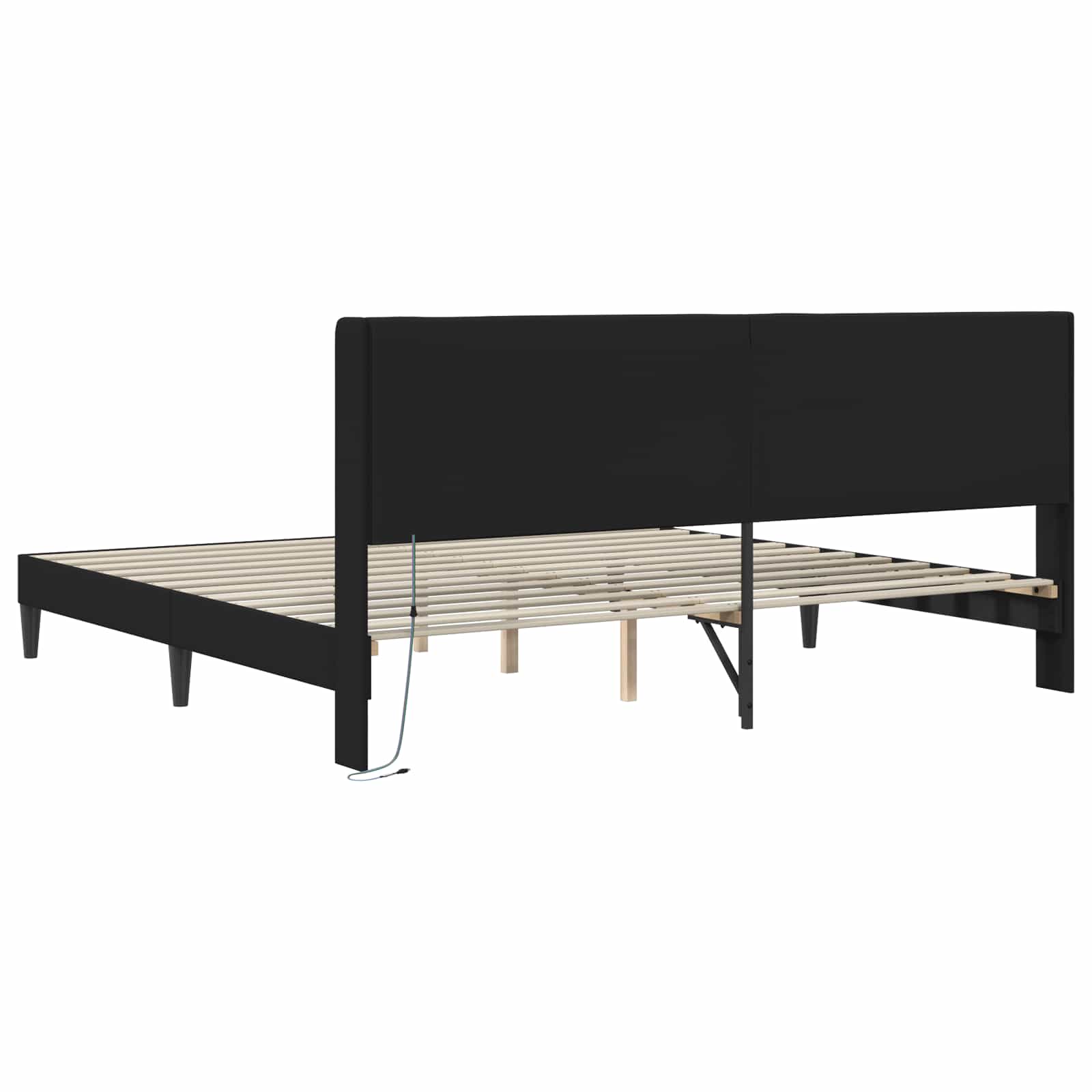 Sengestel med LED-lysstrimler Sort 180 x 200 cm Kunstlæder