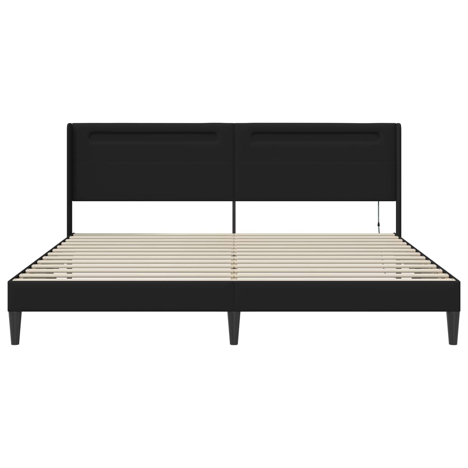 Sengestel med LED-lysstrimler Sort 180 x 200 cm Kunstlæder