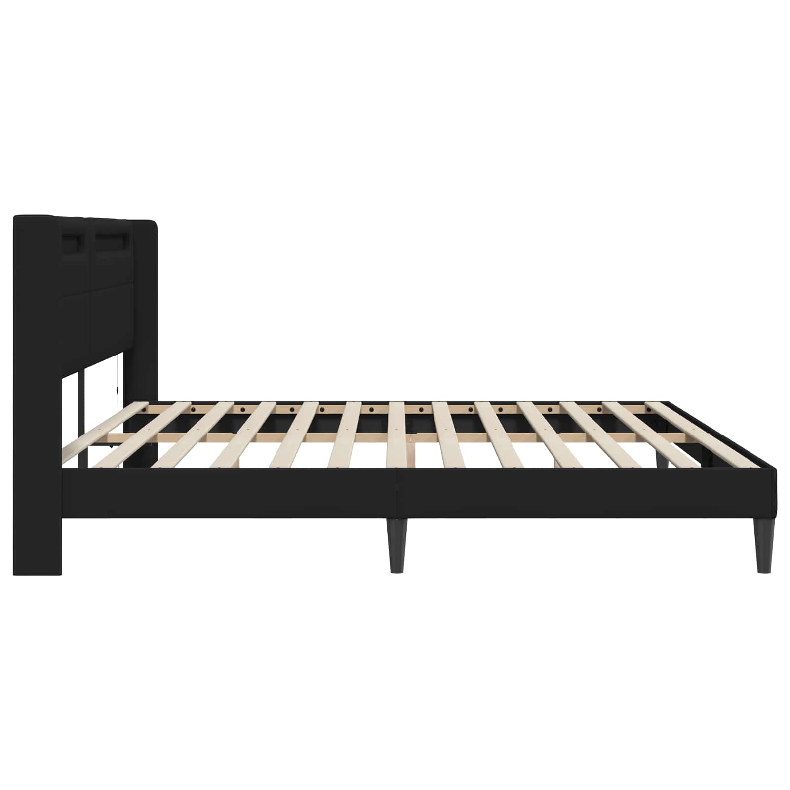 Sengestel med LED-lysstrimler Sort 180 x 200 cm Kunstlæder