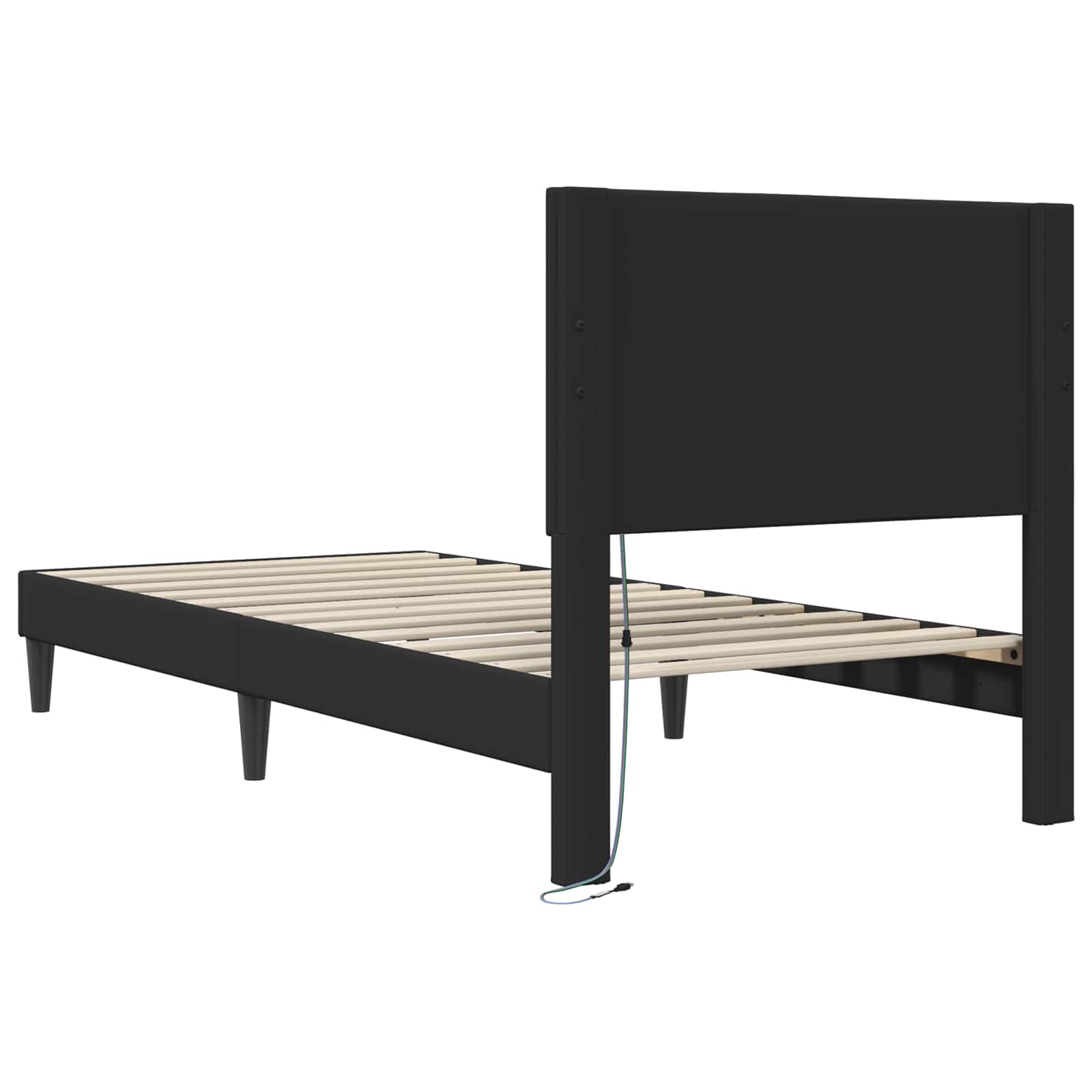 Sengestel Sort 90 x 190 cm Kunstlæder