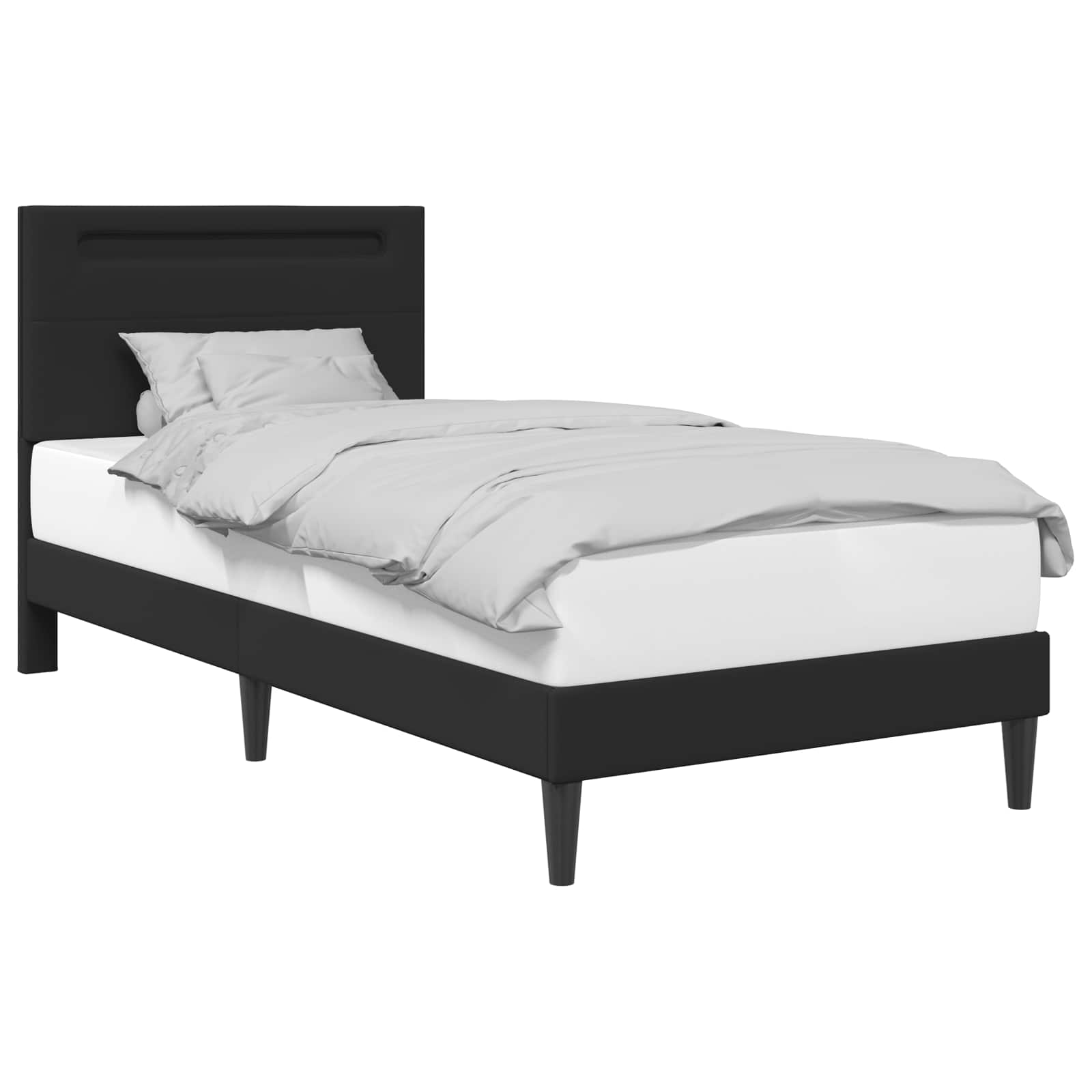 Sengestel Sort 90 x 190 cm Kunstlæder