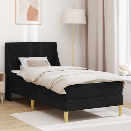 Sengeramme med madras med hovedgærde Sort 90 x 190 cm Polyester