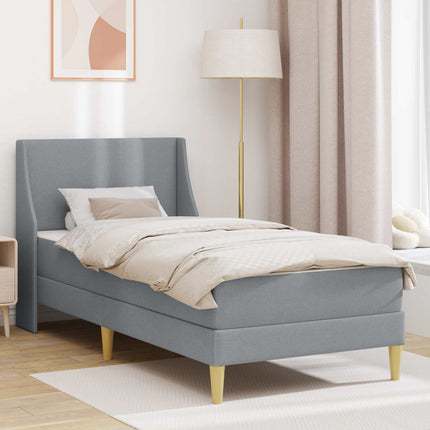 Sengeramme med madras Lysegrå 90 x 200 cm Polyester