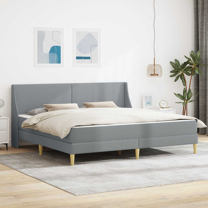 Sengeramme med madras Lysegrå 200 x 200 cm Polyester