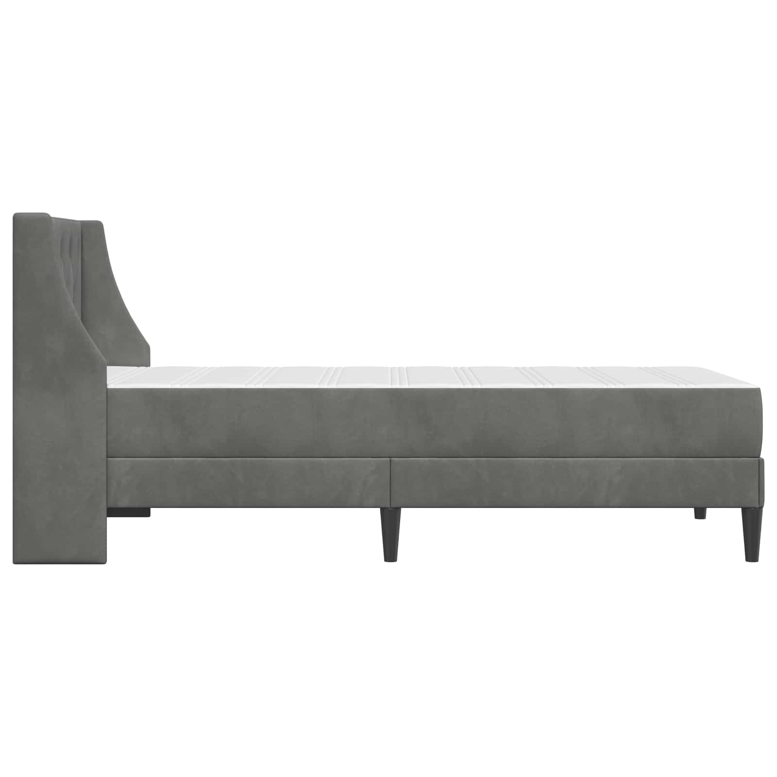 Sengeramme med madras med madras Mørkegrå 90 x 200 cm Fløjl