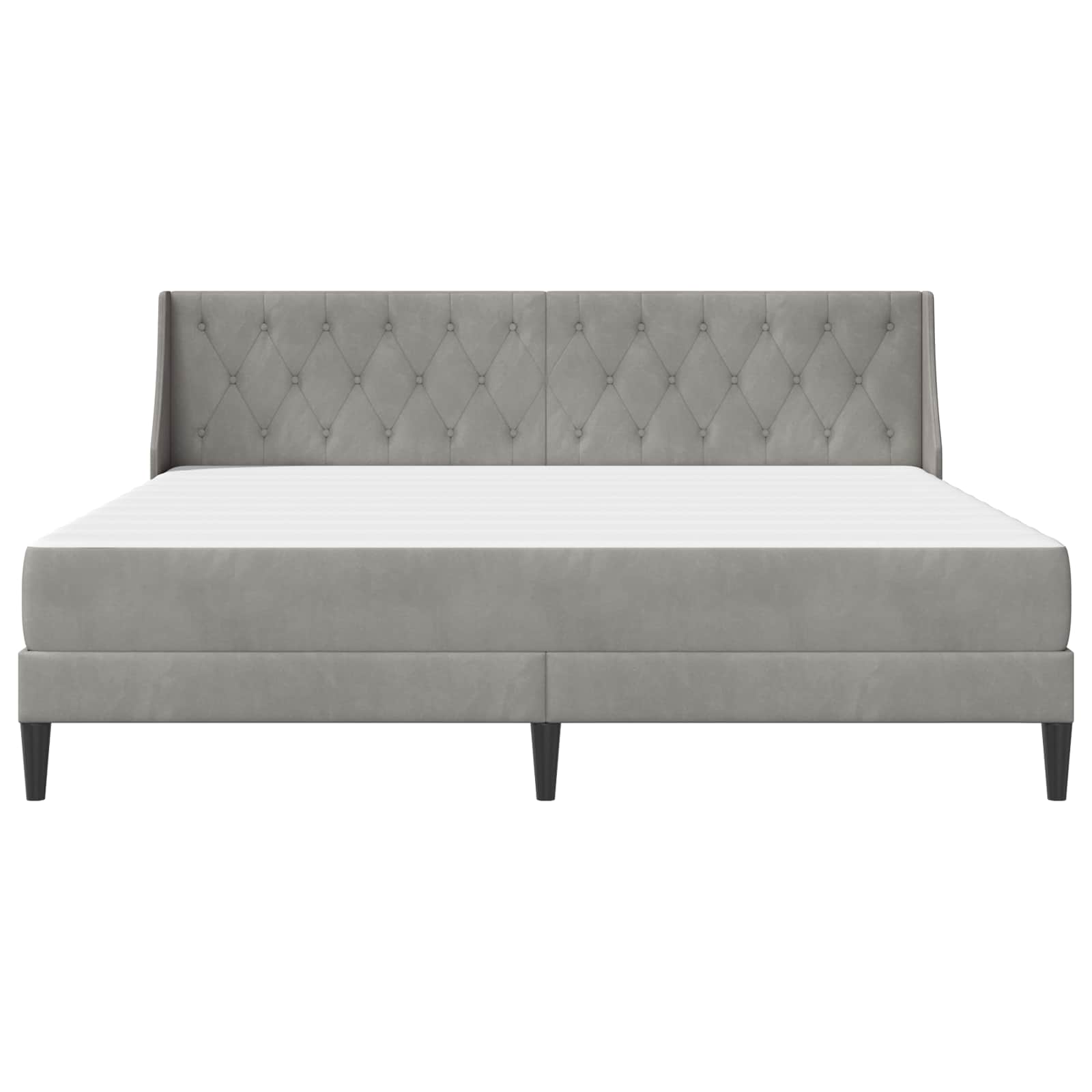 Sengeramme med madras med madras Lysegrå 200 x 200 cm Fløjl