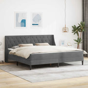 Sengeramme med madras med madras Mørkegrå 200 x 200 cm Fløjl