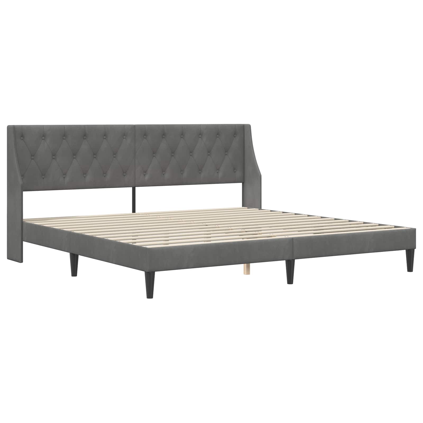 Sengeramme med madras med madras Mørkegrå 200 x 200 cm Fløjl