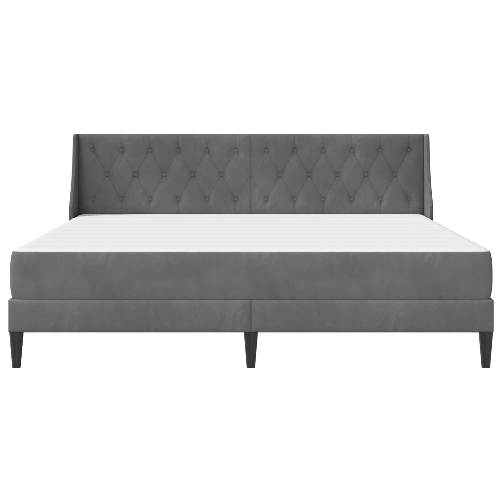 Sengeramme med madras med madras Mørkegrå 200 x 200 cm Fløjl