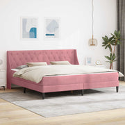Sengeramme med madras med madras Lyserød 200 x 200 cm Fløjl