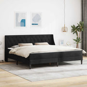 Sengeramme med madras med madras Sort 200 x 200 cm Fløjl
