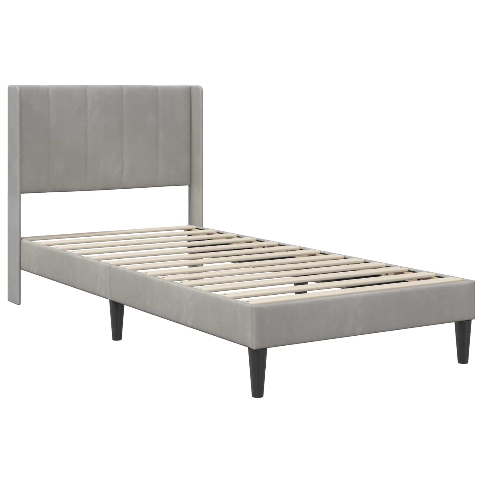 Sengeramme med madras med hovedgærde Lysegrå 80 x 200 cm Fløjl