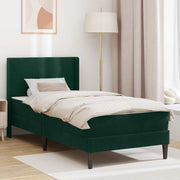 Sengeramme med madras Mørkegrøn 90 x 190 cm Fløjl