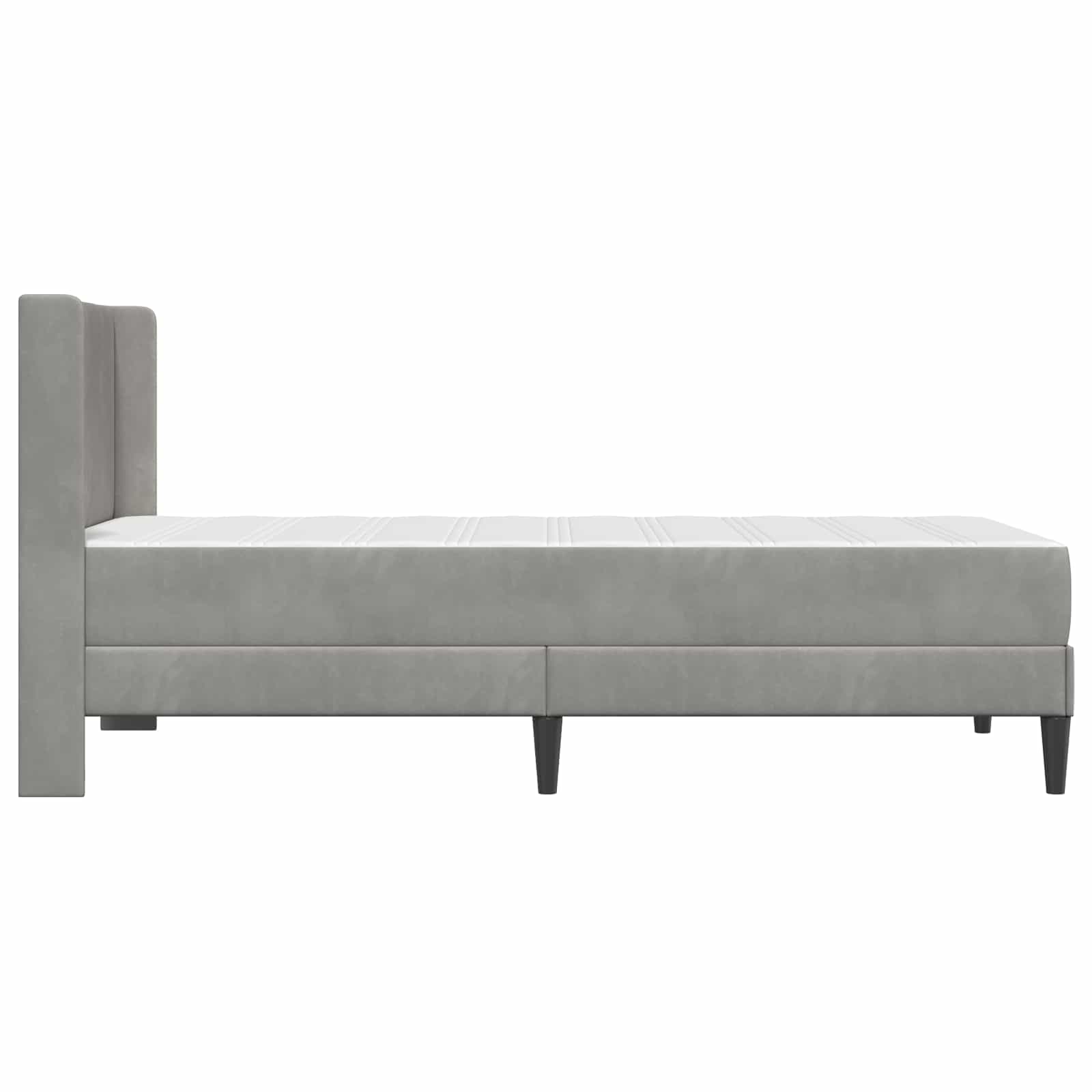 Sengeramme med madras med hovedgærde Lysegrå 90 x 200 cm Fløjl