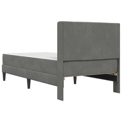 Sengeramme med madras med hovedgærde Mørkegrå 90 x 200 cm Fløjl