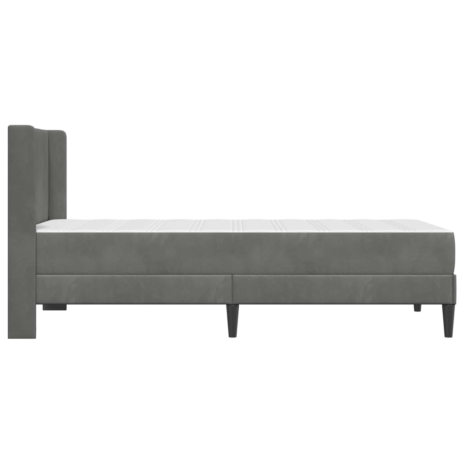 Sengeramme med madras med hovedgærde Mørkegrå 90 x 200 cm Fløjl
